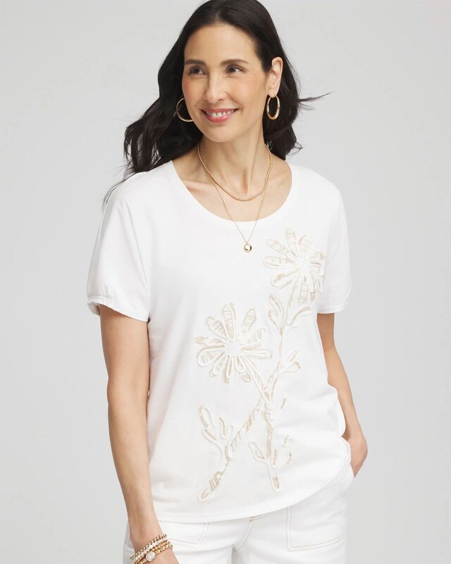 Artisanal Embroidered Short Sleeve Tee - image 1